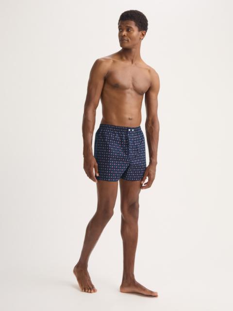 Men's Classic Fit Boxers Cotton Batiste Navy Blue Rose Motif