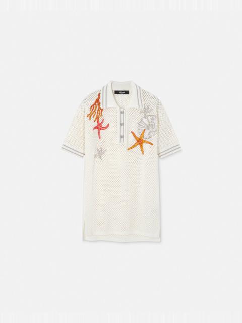 Crochet Knit Oversized Polo Shirt