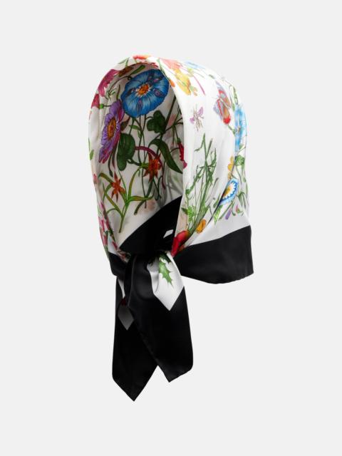 Floral silk twill scarf