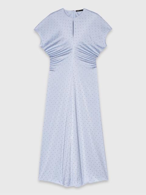 Robe maxi en satin, taille plissée