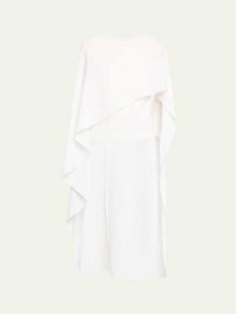 Asymmetric Satin Crepe Cape Top