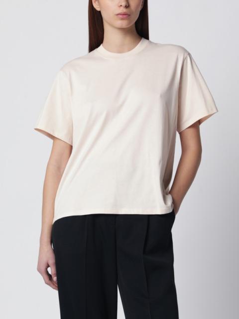 T-shirt girocollo in cotone color crema