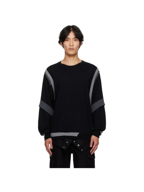 Black Layered Crewneck Sweater