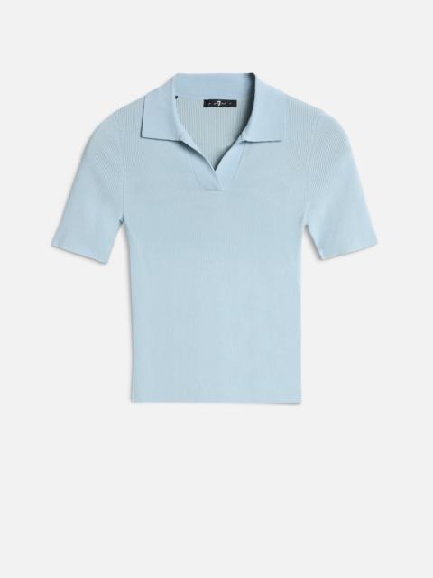 SHORT SLEEVE POLO SWEATER in Sky Blue