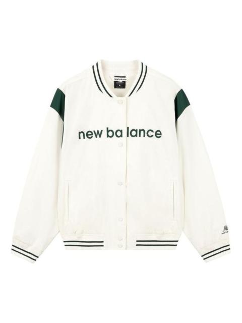 (WMNS) New Balance Baseball Jacket 'White Green' AWJ33312-CIC