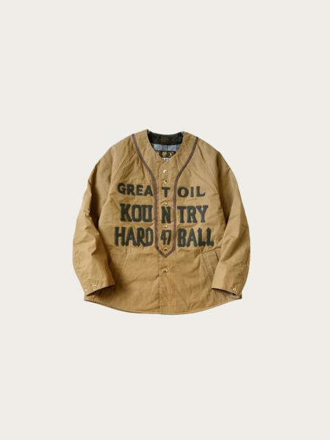 Weather Cotton Oil Coating Baseball Blouson - Beige