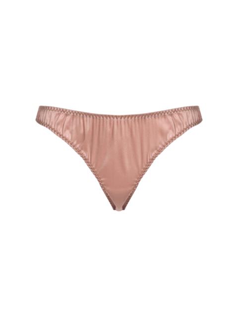 Luxe Stretch-Silk Thong tan