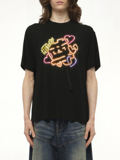 Big Japanese Neon Paint Fan Service T-Shirt in Black
