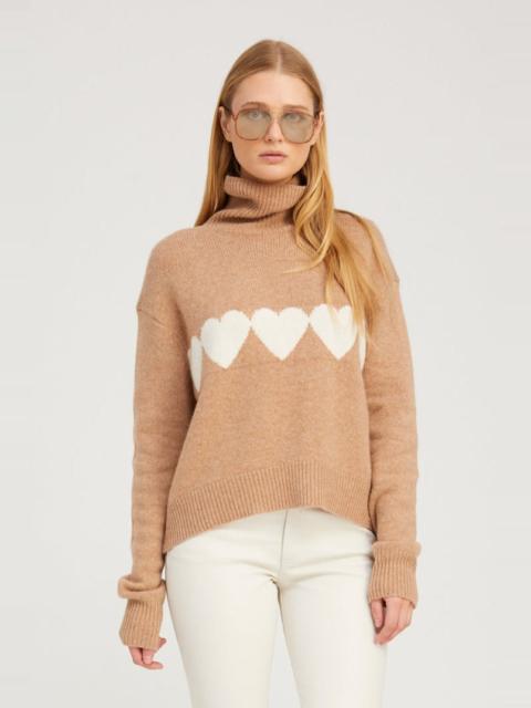 ALMONDINE CASHMERE HEART TURTLENECK SWEATER