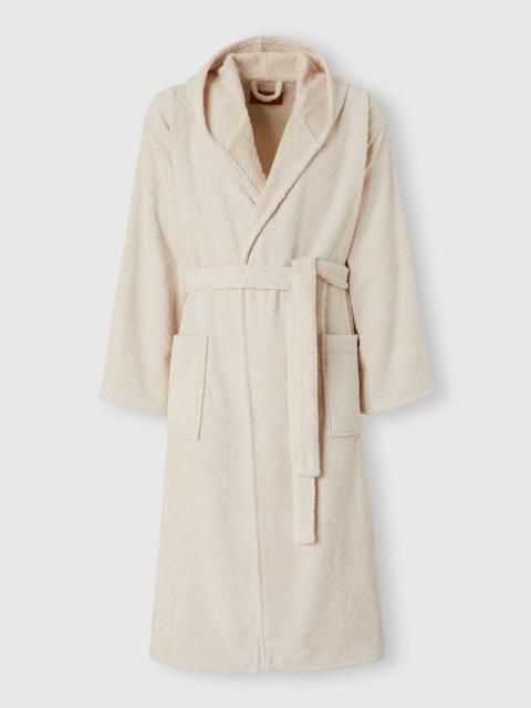 Chalk bathrobe in cotton terry with zigzag pattern