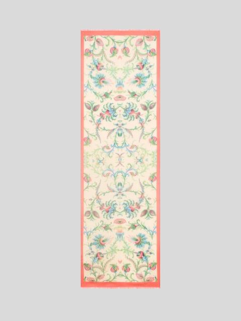 COTTON AND SILK SCARF WITH FLORAL MOTIF