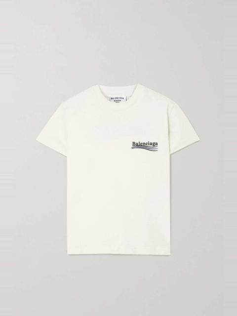 Embroidered cotton-jersey T-shirt