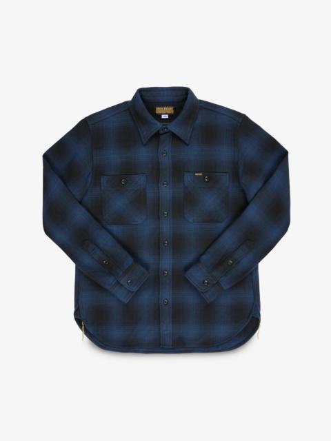 ULTRA HEAVY FLANNEL OMBRÉ CHECK WORK SHIRT - NAVY/BLACK