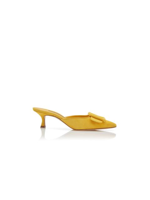 Yellow Suede Buckle Mules