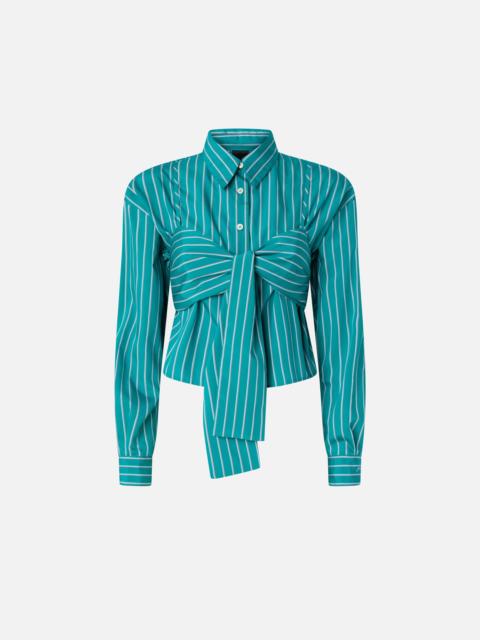 STRIPED CROPPED SHIRT WITH BOW