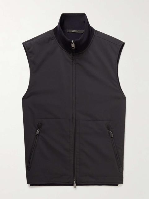 Leather-Trimmed Shell and Wool Gilet