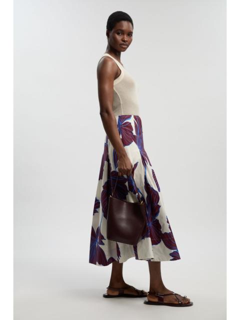 Graphic Floral Cotton Sateen Woven Skirt