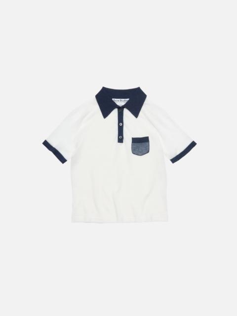 Short sleeve v-neck sweater - White/navy