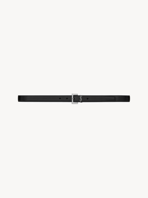 narrow monogram belt with square buckle in smooth leather