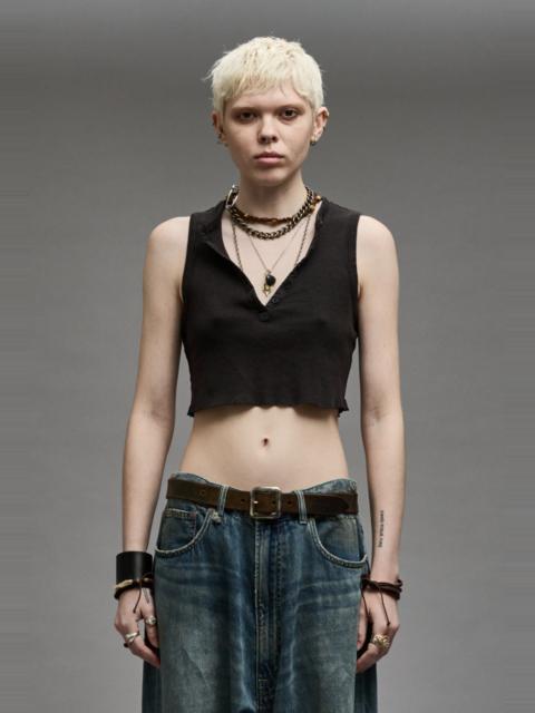 HENLEY TANK - WASHED BLACK