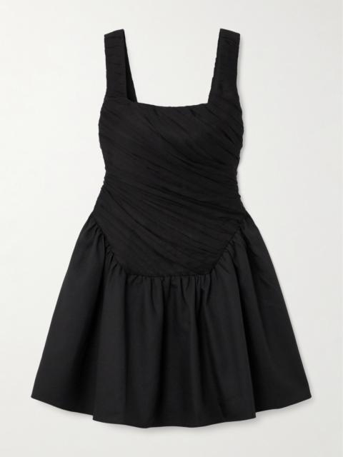 Kaia Ruched Chiffon And Twill Mini Dress