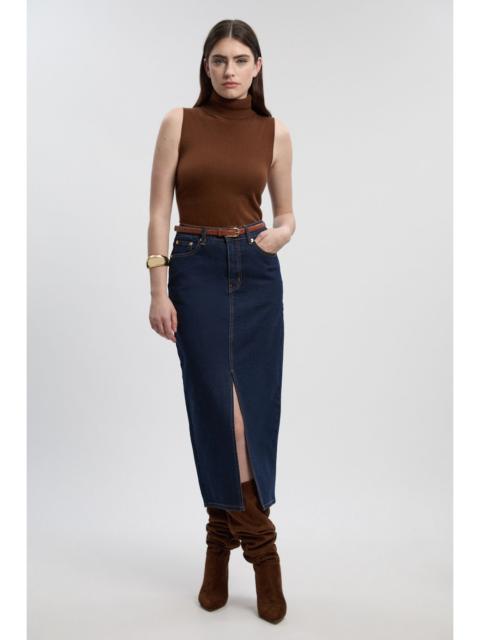 Denim 5 Pocket Midi Pencil Skirt