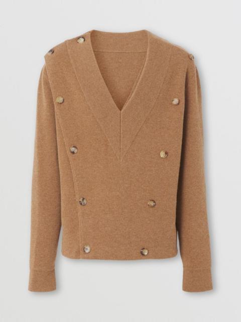 Technical Wool Double-breasted V-neck Sweater