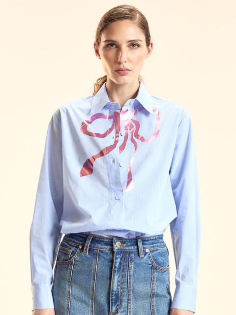 Metallic Printed Bow Shirt