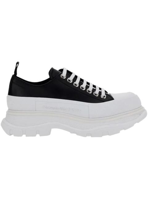 Alexander McQueen Tread Slick Low Lace Up Black Leather White
