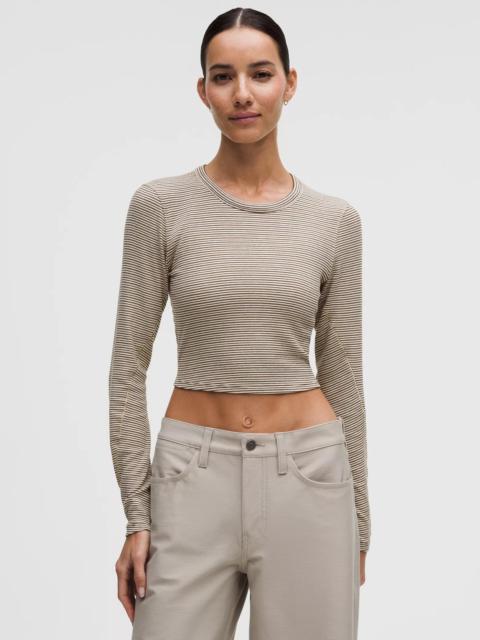 Hold Tight Straight-Hem Cropped Long-Sleeve Shirt