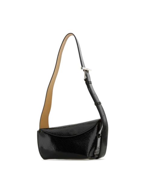 BLACK LEATHER CROSSBODY SLING BAG