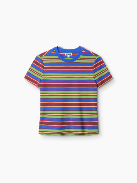 STAUD WEEKEND CREW TEE SPECTRUM STRIPE