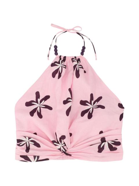 floral-print halterneck top