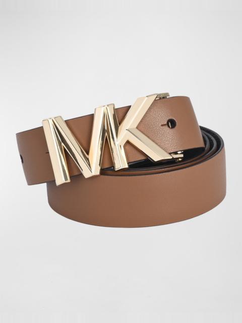Logo Buckle Reversible Leather Belt