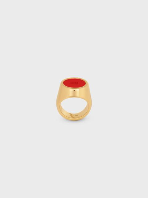 Triomphe Signet Ring in Varnish and Brass with Gold Finish