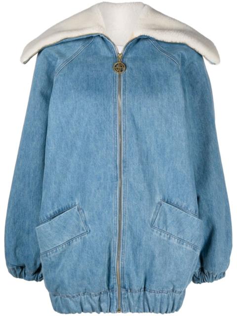 faux shearling-trim denim jacket