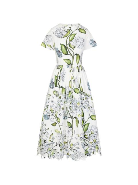 porcelain-flower embroidered midi dress