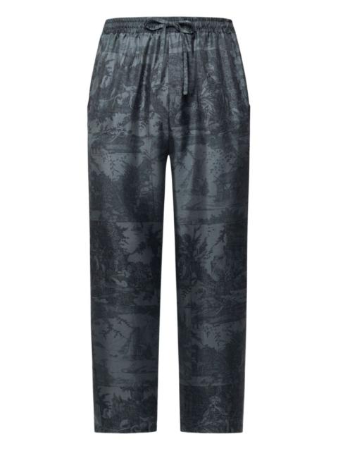 landscape-print drawstring-waist trousers