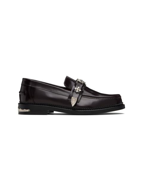 SSENSE Exclusive Burgundy Metal Loafers