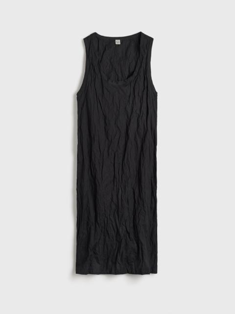 Crinkled cotton tank dress black