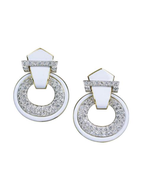 Diamond White Strap Doorknocker Earrings