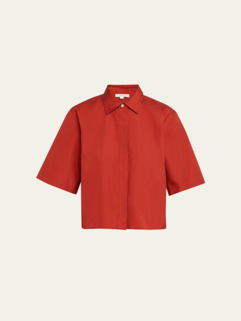 Short-Sleeve Cropped Cotton Shirt