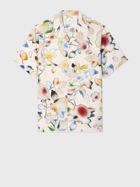 White 'Good Fortune Floral' Short-Sleeve Shirt