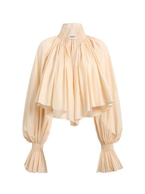 Durer Pleated Cotton-Canvas Top off-white