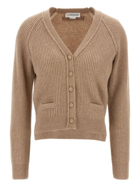 stepped-hem ribbed cardigan