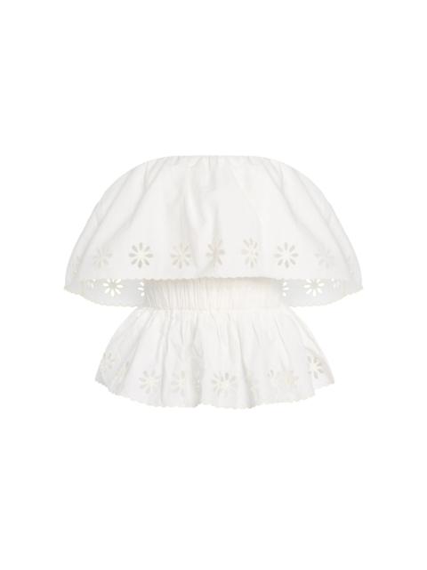 Exclusive Riviera Cecilia Ruffled Strapless Cotton Top white
