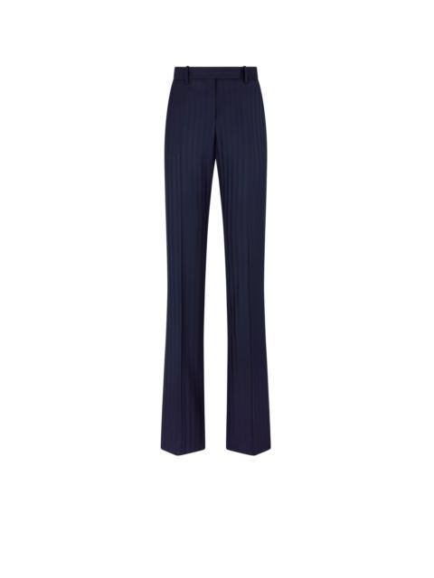 TONAL STRIPE VIRGIN WOOL TAILORED STRAIGHT PANTS