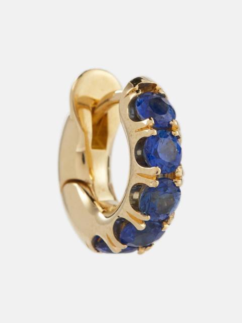 Mini Macro Hoop 18kt yellow gold single earring with sapphires