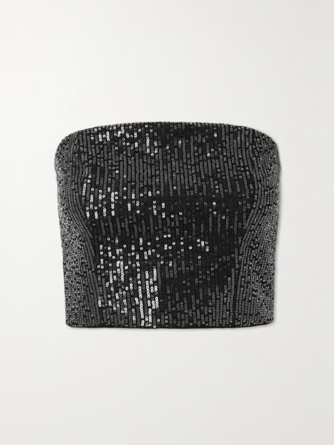 Emili Strapless Sequined Denim Top