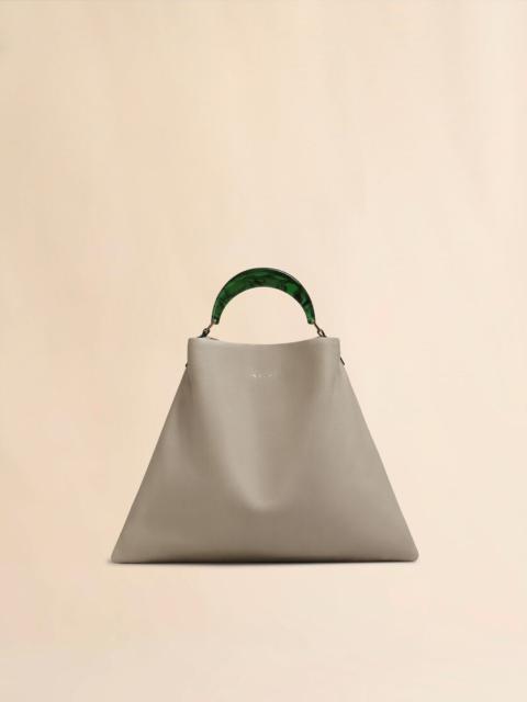 HOBO BAG IN BEIGE GRAINED CALFSKIN AND RESIN HANDLE